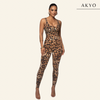 QUES mouwloze luipaard jumpsuit