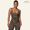 QUES mouwloze luipaard jumpsuit