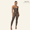QUES mouwloze luipaard jumpsuit