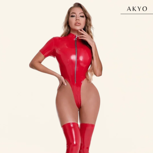 LIMA latex korte mouw catsuit