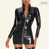 ZENIA lange mouw latex jurk