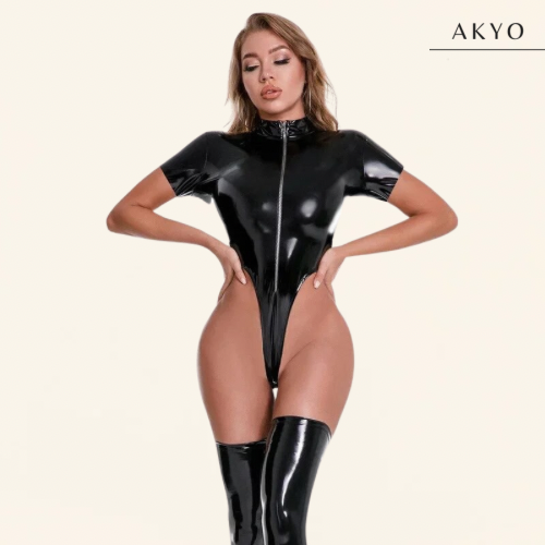 LIMA latex korte mouw catsuit