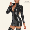 ZENIA lange mouw latex jurk
