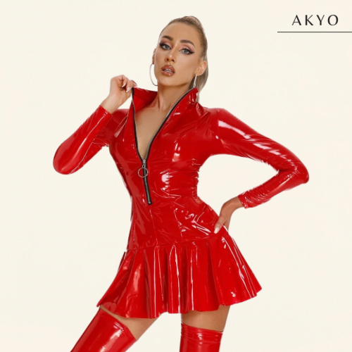 QUIRA latex jurk met rits