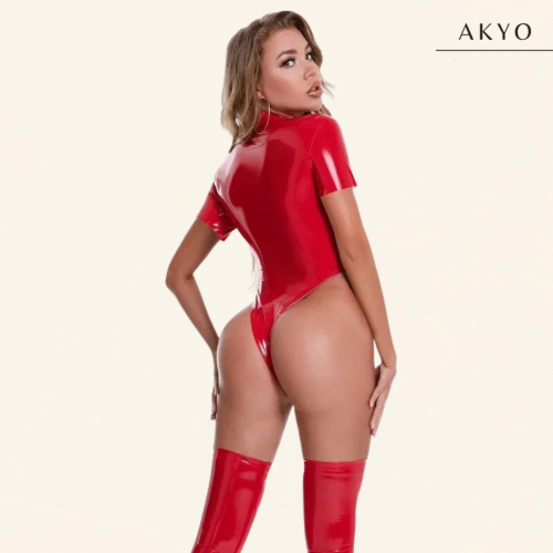 LIMA latex korte mouw catsuit