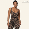 QUES mouwloze luipaard jumpsuit