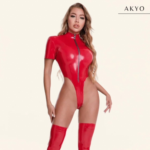 LIMA latex korte mouw catsuit