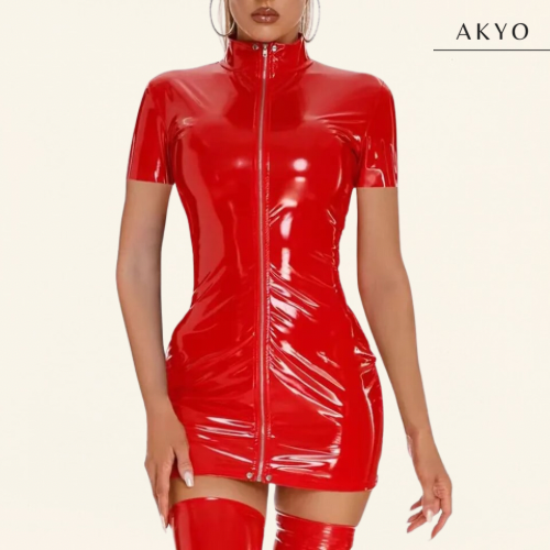 DALIA korte mouw latex jurk